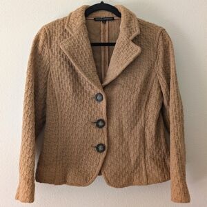 Donna Degnan Camel/Tan Basketweave Wool Blazer sz 10/M Business Casual Office